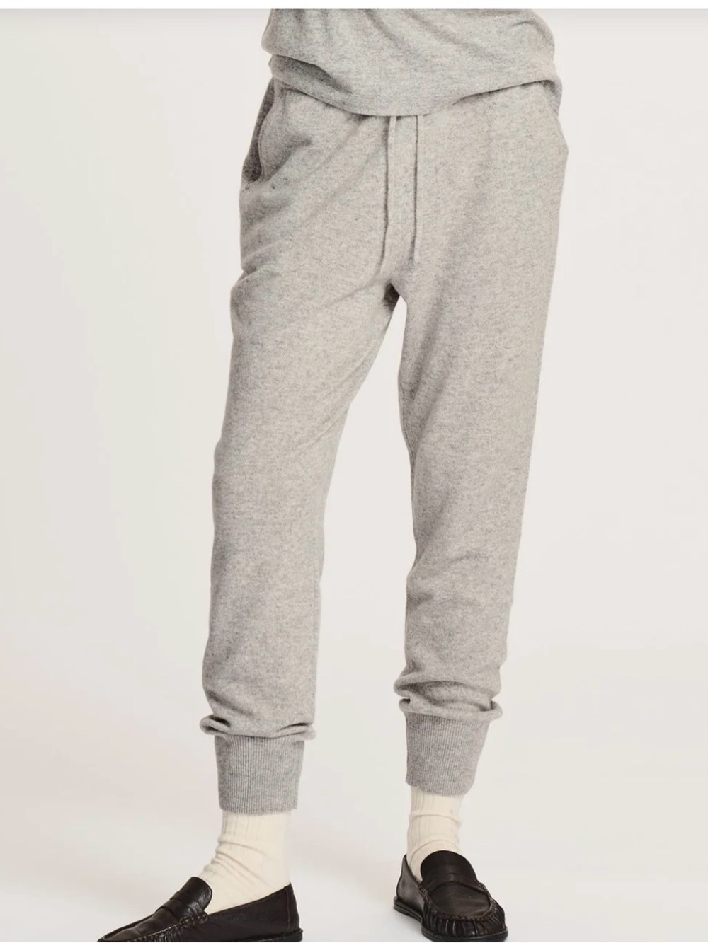 Naadam Signature Cashmere Sweater Jogger Pants Womens Medium M Cement Gray